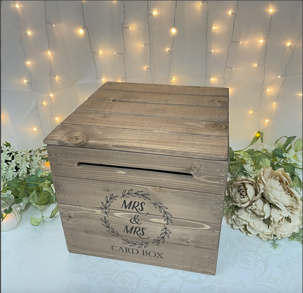 Wedding post box - Wedding card box Mr & Mrs, Mr and Mr, Mrs and Mrs, Wooden post box Gay wedding, vintage, rustic, barn, woodland wedding