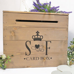 Personalised Rustic Wooden Wedding Card Post Box  - 2 DESIGNS