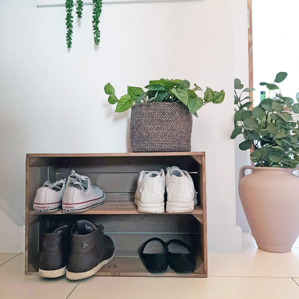 Tall SHOE RACK Various Sizes, Wooden Rustic Apple Crate Shoe Rack