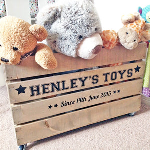 Personalised Rustic Wooden Toy Crate Box