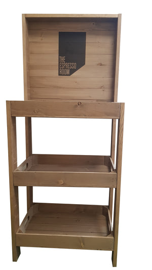 RUSTIC WOODEN RETAIL DISPLAY UNIT, FSDU