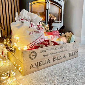 Personalised Large Christmas Eve Box - Christmas Box - Wooden Crate - Large Family sized Christmas Eve Box