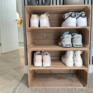 Wooden shoe rack EXTRA DEPTH - Apple Crate