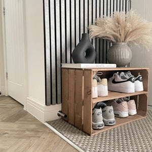 Wooden shoe rack EXTRA DEPTH - Apple Crate