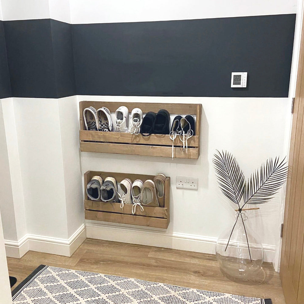 WALL MOUNTED SHOE RACK RUSTIC – Apple Crates - Main Image