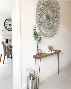 NARROW CONSOLE TABLE WITH HAIRPIN LEGS