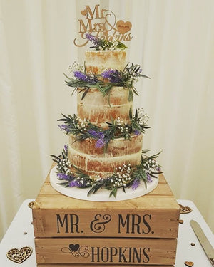 
            
                Load image into Gallery viewer, PERSONALISED RUSTIC CAKE STAND - 2 DESIGNS AVAILABLE
            
        