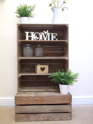 2 x Wooden Apple Crate Shoe Rack - Rustic, Vintage, Style Shoe or Display Shelf