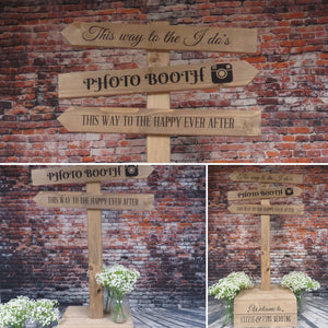 
            
                Load image into Gallery viewer, PERSONALISED RUSTIC WEDDING SIGN POST
            
        