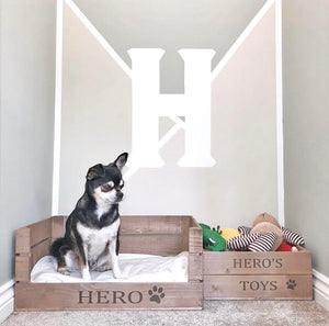 PERSONALISED WOODEN PET BED & PET TOY CRATE SET
