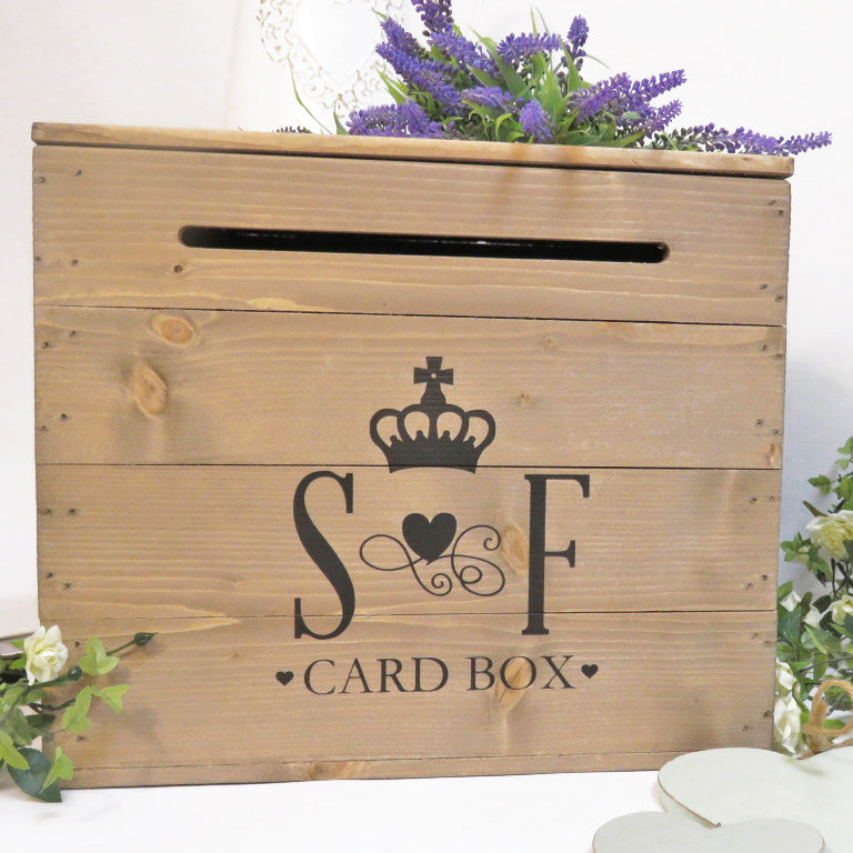 
            
                Load image into Gallery viewer, Personalised Rustic Wooden Wedding Card Post Box  - 2 DESIGNS
            
        