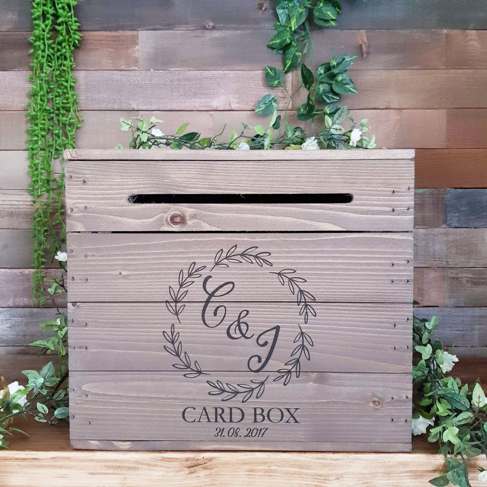 Personalised Rustic Wooden Wedding Card Post Box - 2 DESIGNS – Apple Crates